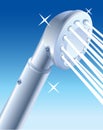 Closeup Of Water Flowing Out Of Shower Head, Vector Illustration. Shower Head Adapter. Royalty Free Stock Photo