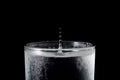 Closeup for water splash in glass on black Royalty Free Stock Photo