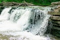 Closeup of the Waterfall at Waterfall Glen Forest Preserve in Suburban Lemont Illinois