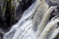 Closeup of waterfall. Powerful waterfall falling forcefully. Magnificent and powerful waterfall. High Force Waterfall