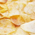Closeup wavy potato chips