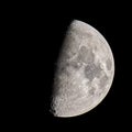 Closeup waxing gibbous moon Isolated on dark sky. Sharp details. Royalty Free Stock Photo