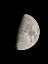 Closeup waxing gibbous moon Isolated on dark sky. Sharp details. Royalty Free Stock Photo