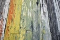 closeup of the weathered paint on an inland lighthouse tower