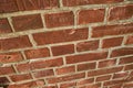 Closeup of weathered red brick wall and copy space on exterior of a home, house or city building. Texture, detail Royalty Free Stock Photo