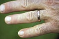 Closeup of a wedding ring on a man's hand Royalty Free Stock Photo