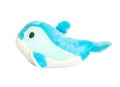 Closeup blue whale doll isolated on white background with clipping path Royalty Free Stock Photo