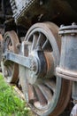 Closeup of a wheel of an old steam engine Royalty Free Stock Photo