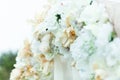 A closeup of white and beig flowers on the wedding altar Royalty Free Stock Photo