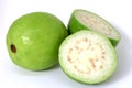 Closeup of white guava on white background