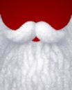 Closeup white Santa beard on red background
