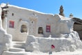 Closeup of a white stone house in Ftelia Beach, Myconos Royalty Free Stock Photo