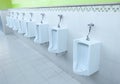 Closeup white urinals in men`s bathroom, design of white ceramic Royalty Free Stock Photo