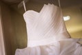 Closeup of white wedding gown Royalty Free Stock Photo