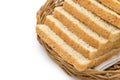 Closeup whole wheat bread in a rattan basket