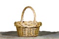 closeup wicker backet isolated on a white background