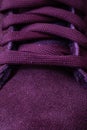 Closeup of wine color sneakers