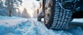 Closeup Of Winter Car Tires, Ready For Snowy Roads Ahead Royalty Free Stock Photo