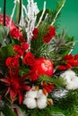 Closeup winter Christmas bouquet in green and red colors Royalty Free Stock Photo