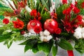 Closeup winter Christmas bouquet in green and red colors Royalty Free Stock Photo