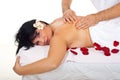Closeup of woman getting kneading back massage Royalty Free Stock Photo
