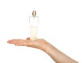 Closeup on woman hand showing perfume bottle Royalty Free Stock Photo