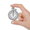Closeup Woman Hand with a Stopwatch Royalty Free Stock Photo