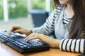 Closeup of a woman hands busy typing on a laptop Royalty Free Stock Photo