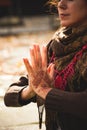 Closeup of woman hands with henna drowing Royalty Free Stock Photo