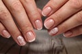 Closeup of woman hands with nail design. Royalty Free Stock Photo