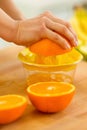 Closeup on woman making orange juice Royalty Free Stock Photo