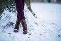 Closeup on woman outdoors in city park in winter Royalty Free Stock Photo