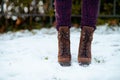 Closeup on woman outdoors in city park in winter Royalty Free Stock Photo