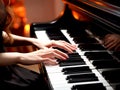 Closeup woman pianist hand playing the piano classical music instrument in the concert Royalty Free Stock Photo