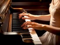 Closeup woman pianist hand playing the piano classical music instrument Generative AI Royalty Free Stock Photo