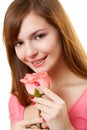 Closeup woman portrait with rose