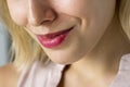 Closeup of woman`s face smiling