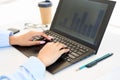 Closeup woman`s hands typing on a laptop. Royalty Free Stock Photo