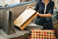 Closeup on woman with shopping bags in apartment Royalty Free Stock Photo