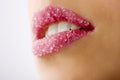 Closeup of woman sugar lips Royalty Free Stock Photo