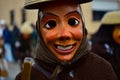 Closeup of a woman wearing a carnival mask at the celebration in the city of Neuhausen, Germany Royalty Free Stock Photo