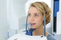 Closeup woman having dental xray