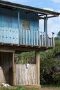 Closeup of wood and bamboo house in the jungle