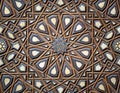 Arabesque decorations tongue and groove assembled, inlaid with ivory and ebony, on Minbar of Al Rifai Mosque, Cairo