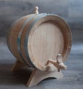 Closeup of a wooden cask of wine. Royalty Free Stock Photo