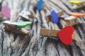 Closeup of wooden colorful Paper Clips Heart set with free space Royalty Free Stock Photo