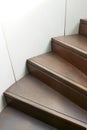 Closeup wooden curve staircase in building