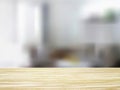 Closeup of wooden desk and interior