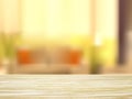 Closeup of wooden desk and interior