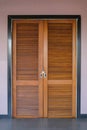 Closeup of wooden door lock Royalty Free Stock Photo